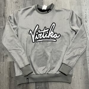 Virtika Silver Embroidered Script Logo Fleece Lined Ski Snowboard Sweatshirt S